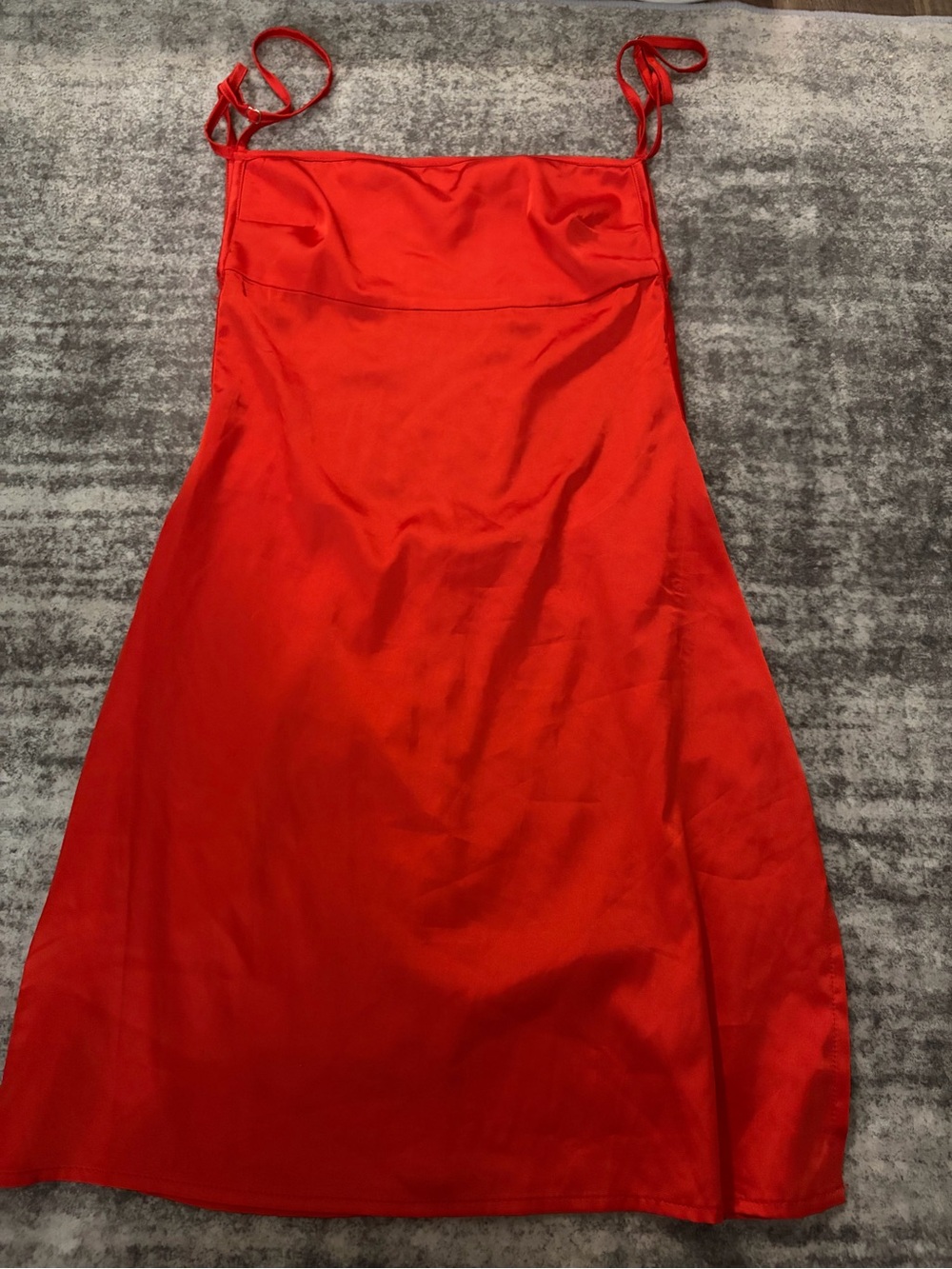 Edikted Red Satin Slip Dress with Spaghetti Straps